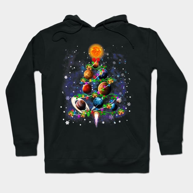 Solar system planets christmas tree gift decor xmas tree Hoodie by Tianna Bahringer